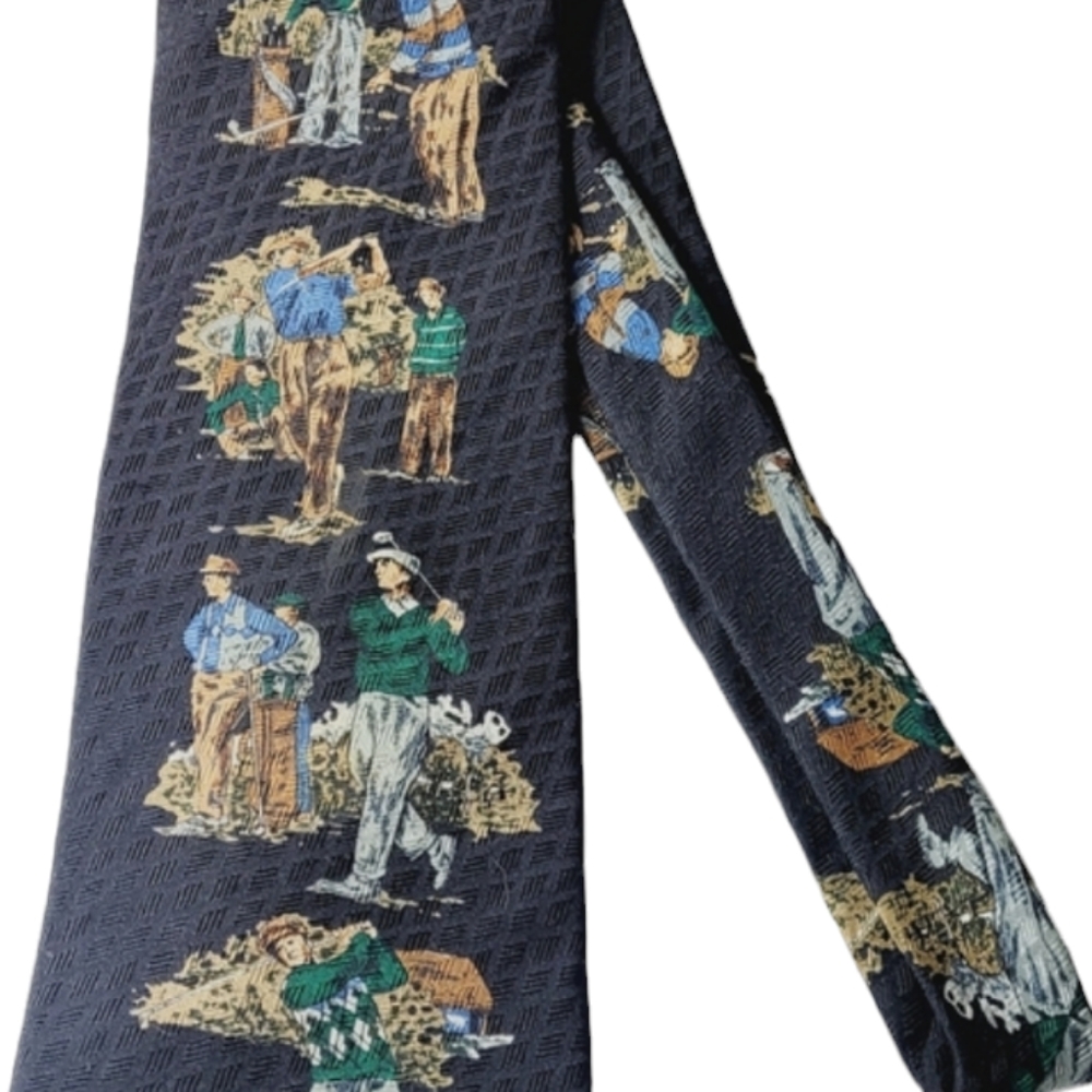 Golf men's silk necktie vintage Robert Stock